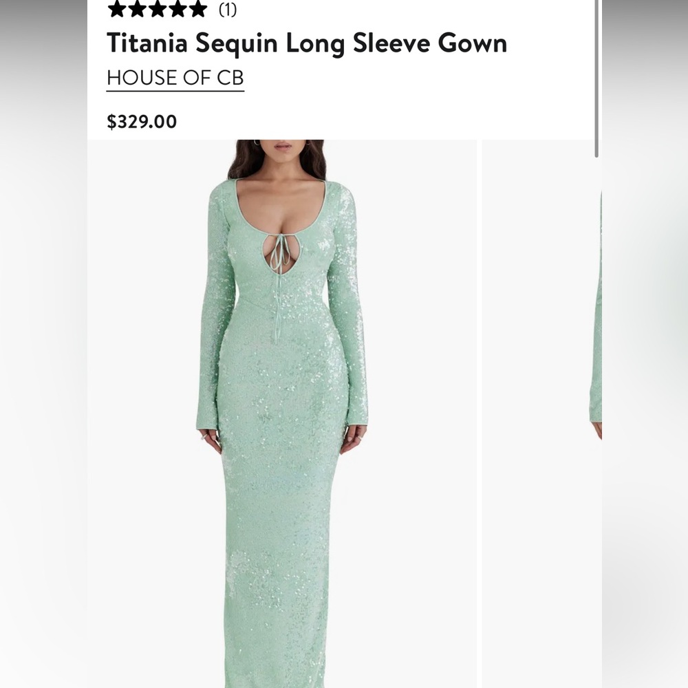 House of CB NWT Titania Sequin Long Sleeve Gown